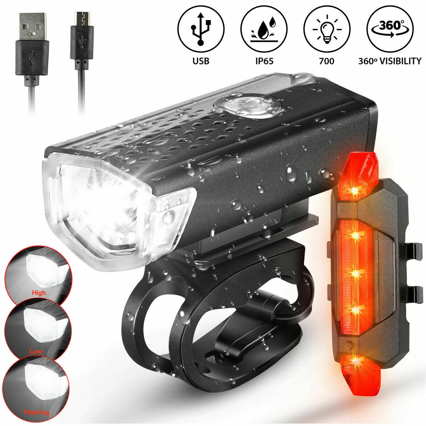 SET DE LUZ RECARGABLE PARA BICICLETAS